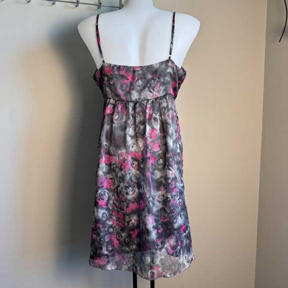 Kensie Pretty Abstract Print Spaghetti Strap Babydoll Satin Tunic Size L Fairy - Picture 5 of 15